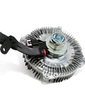 Heavy Duty Radiator Fan Clutch For Ram 2500 3500 4500 5500 6.7L Diesel 2013 2018 featuring a silver aluminum design.