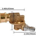 Brass pressure washer pivoting coupler with 1/4-inch quick-connect, side view