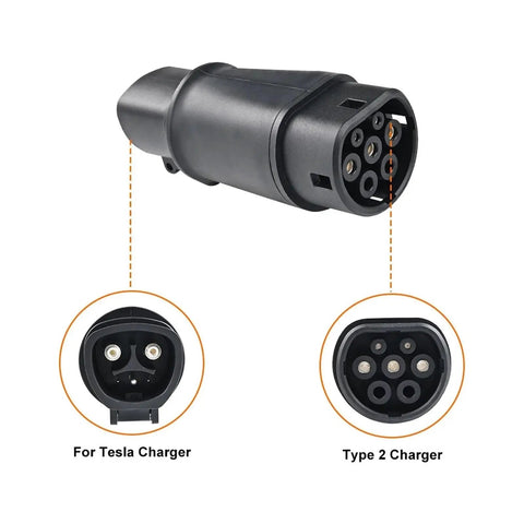 Top Tier Tesla To Type 2 Ev Charger Adapter 32a Eves Connector Compatible With Iec 62196 Electric Car Converter showcasing plug ends.