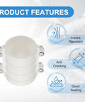 PATIKIL 2-inch white PVC pipe repair clamp with screw bands for 50mm OD pipes (front view)