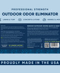 Label of Outdoor Odor Eliminator For Pets Enzyme Cleaner That Tackles Dog Urine On Yards Turf Patios Kennels And Decks