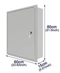 Weatherproof Outdoor Electrical Box Enclosure With Recessed In Wall Outlet And Cable Management Lockable Hidden Wiring Cabinet For Home And Commercial Use Durable Galvanized Steel Junction Box 60x15x80 cm, front view