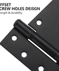 Close-up of 3.5 Inch Black Iron T Strap Gate Hinges screw holes, heavy duty rust-resistant steel, ideal for wooden fences and barn swing doors.