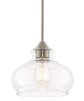 Modern Schoolhouse Pendant Light With Clear Glass Shade In Brushed Nickel Finish Industrial Farmhouse Style