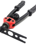 Hand Nut Riveter Kit With Quick Change Head, 330mm Reach, Rivnut Tool in red finish with ergonomic handles, ideal for metal panels.
