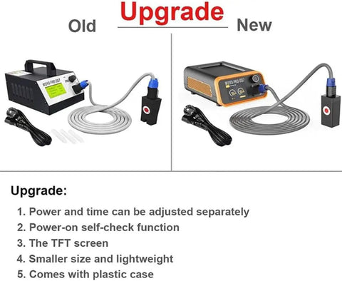 Old vs. New Powerful 1500W PDR Heater Hot Box for Dent Repair Magnetic Induction Auto Body Dent Removal Tool comparison.