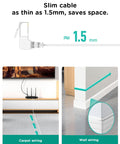 Two Pack Right Angle Cat6 Ethernet Cable 6Ft Flat Patch Cord White 90 Degree Up And Down Angles For Tight Spaces Behind Furniture Or Wall Plate High Speed 10Gbps LAN Cable shown for carpet and wall wiring installation