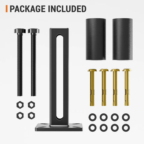 Heavy Duty 4 Inch Gate Guide Roller Kit With Steel Bracket And Hard Nylon Rollers For Sliding Gates Up To Five Point Seven Inches Built To Last Rust Proof Corrosion Resistant Quiet Operation Durable Gate Hardware, shown with components and mounting hardware.