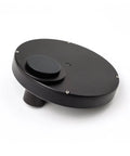 Side view of black 1.25 Inch 9 Position Telescope Filter Wheel With Quick Rotary Switch For Easy Access To Nine 1.25 Inch Filters.
