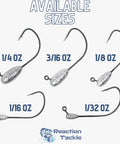 Beefy Lead Tube Jig Heads For Bass Fishing One Quarter Ounce in various sizes on display, ideal for tube jigging and bass angling.