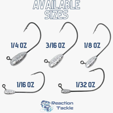 Beefy Lead Tube Jig Heads For Bass Fishing One Quarter Ounce in various sizes on display, ideal for tube jigging and bass angling.