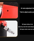 Close-up of Heavy Duty Air Rivet Gun Kit showing red air valve adjustment hole and 360-degree rotating air inlet.