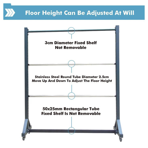 Heavy Duty Vinyl Roll Storage Rack With Wheels, 9 Layer Fabric Organizer Built Different To Handle 500 kg, Tough As Nails Steel Frame For Leather And Curtains, Portable Shop Essential, adjustable steel shelf height.