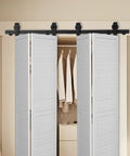 Bi Folding Sliding Barn Door Hardware Track Kit Heavy Duty Steel Rails For Four 12 Inch Closet Pantry Laundry Doors