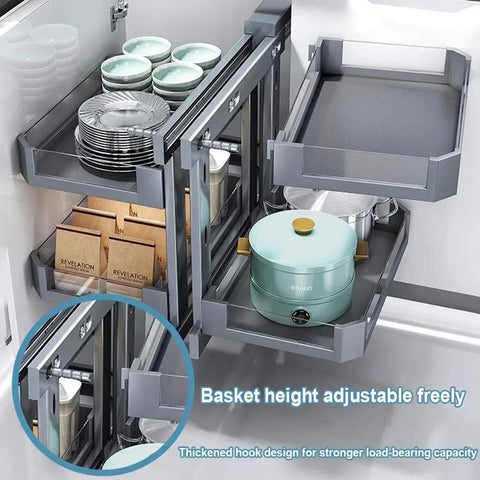 Blind Corner Cabinet Pull Out Organizer With Rotate Turntable Lazy Susan Full Extension Dish Rack Slide Out Pot And Pan