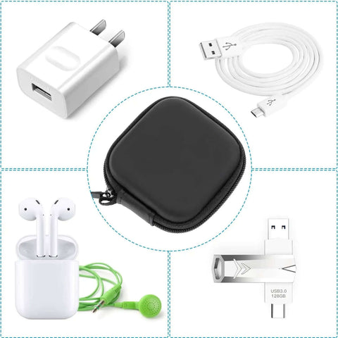Built Kickass Mini Earbud Case With Steel Clip To Keep Your Wireless Headphones SD Cards And Cords Securely Stashed Hella Durable EVA Pouch with accessories.