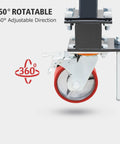 360 degree rotatable wheel of Heavy Duty Portable Gantry Crane 2 Ton 4400 Lb Load Capacity Adjustable Lift Rig.