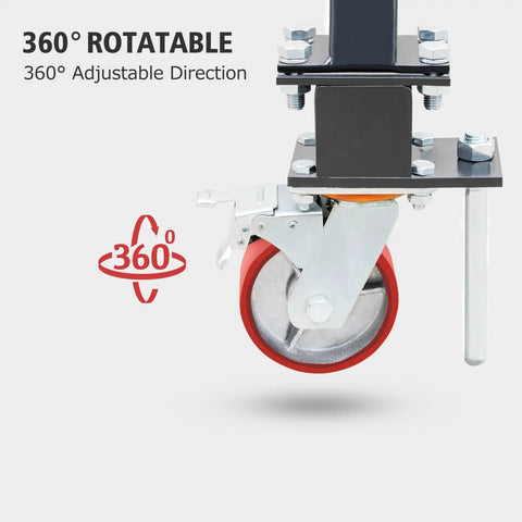 360 degree rotatable wheel of Heavy Duty Portable Gantry Crane 2 Ton 4400 Lb Load Capacity Adjustable Lift Rig.