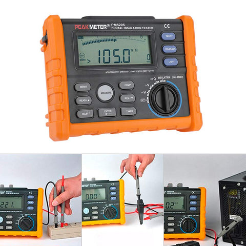 Pro Grade Digital Insulation Tester And Megohmmeter With Analog Display, 0.01 MOhm To 100 GOhm Range, 2500 V AC DC Voltage in use