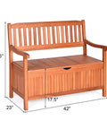 Outdoor Dope Wood Storage Bench Deck Box With Inner Removable Dust Proof Lining And Portable Handles In Eucalyptus Wood