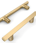 Sleek Champagne Bronze Cabinet Pulls 5 Inch 128mm Hole Centers 10 Pack Kitchen Drawer Handles Hardware Durable Easy Install For Cabinets And Furniture With 120 Day Guarantee, showing top and side view.