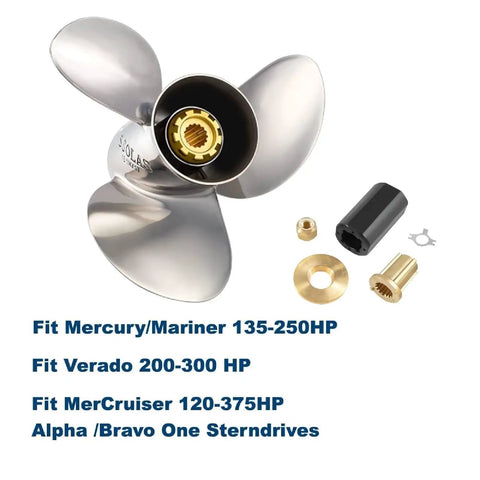 Flo Torq II Hub Kit for Mercury Outboard Propeller 40 to 300 HP Verado MerCruiser Alpha One Bravo One 15 Spline 1 Inch Shaft Compatible 835257Q1 835257K1