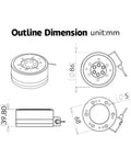 Outline dimensions of Rugged Heavy Duty 6 Axis Force Sensor XYZ Multidimensional Transducer For Smart Machines 200N-6N.m Range