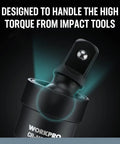 Impact Universal Joint Socket Set, Three Piece Drive Sockets One Half Inch, close-up showing swivel adapter and CRMO steel material