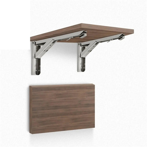 Heavy Duty Folding Shelf Brackets 2 Pack Stainless Steel Collapsible Wall Mounts Built Tough As Nails 14 Inch shelf with brackets