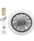 Onythral Mini Ceiling Fan with LED Fan Light White 180 Degree Lighting including remote control and light fixture components.