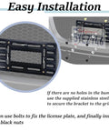 Front License Plate Mounting Bracket with hardware and zip ties installed on car bumper for easy installation