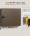 Front view of 60 Key Lock Box with Anti Pry Recessed Door, steel cabinet for office, school, rental, and garage use; size details shown.