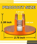 Robbor pinch weld jack pad, orange aluminum magnetic jack puck for frame rails; 2.75 in base diameter, 1.38 in tall.