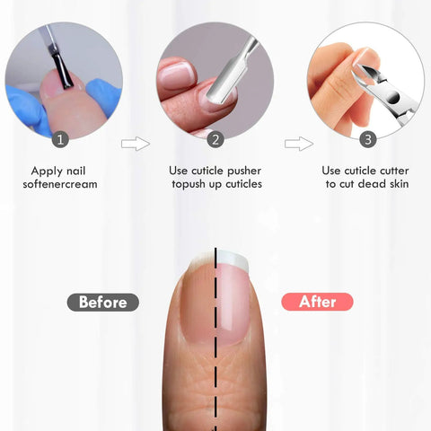 5 In 1 Cuticle Care Kit With Stainless Steel Trimmer Pusher Nipper Dead Skin Fork And Triangle Nail Scraper for nail care steps