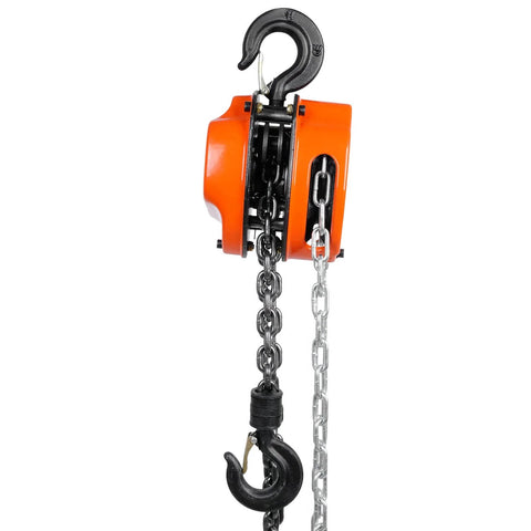 1 Ton Hand Chain Hoist 20 Ft Lift 2200 Lbs G80 Galvanized Chain with Double Pawl Brake and 360 Hook, side view