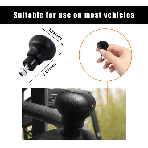 Steering Wheel Spinner Knob For Easy Turning Non Slip Power Handle For Forklifts Tractors Cars Boats shown with dimensions