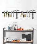 12 Inch Magnetic Tool Holder Strips Set of 4 for Garage Organization PVC Coated Magnetic Storage Bars Wall Mounted Hanging Strip Heavy Duty Easy to Install with tools hanging