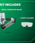Strap-Tite Metal Connector Nailer Pro-Preferred Pneumatic Nail Gun For Pre-Punched Connectors with safety glasses