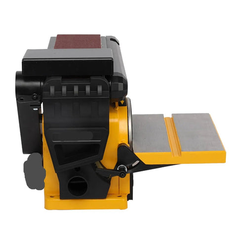 Zero Hassle Heavy Duty Two In One Combo Belt Disc Sander Kit For Wood Metal And Plastic Polishing, side view with sanding belt and disc.