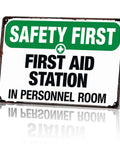 First Aid Station Aluminum Sign 8x12 Inches Built Tough Weatherproof Metal Sign For Office Factory Warehouse Public Areas Indoors Outdoors
