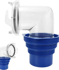 RV Sewer Hose Elbow 4-In-1 Adapter With Odor Tight Gasket And 360 Degree Swivel, Leakproof RV Fitting For Dump Station Inlets, Universal 3 To 4.5 Inch Inlet Compatibility, Clear See-Through Design