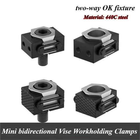 Heavy Duty M6 M8 M10 M12 Ok Vise With Precision Clamping For CNC Multi-Station Batch Processing And Tooth Surface Work Holding Made From 440C Steel, showcasing mini bidirectional clamps.