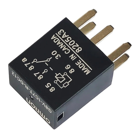 G8V-1C7T-R-DC12 12V 35A 5-Pin Marine Relay, heavy-duty shielded, shown with gold pins, suited for boat electrical systems.
