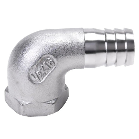 Stainless Steel 5/8 Inch Hose Barb To 1/2 Inch Female NPT 90 Degree Elbow Pipe Fitting For Home Brew, Barbed Connector