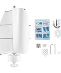 100W Vertical Axis Wind Turbine Kit With Controller And 2 Blades For Home Use, Durable Wind Power System in white on display