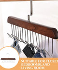 Solid Wooden Closet Organizer Dual Pack Featuring Eight Smooth Stainless Steel Hooks To Keep All Your Fave Scarves And Neckties Looking Crisp Without The Hassle, displaying hanging blue jeans.