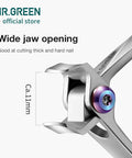 Wide Jaw Nail Clippers For Thick Nails Heavy Duty Stainless Steel With 11mm Opening Durable Sharp Edge For Thick Hard Nails Manicure Tool Built For Home Use Or Professional Salon Quality Results. Close-up of 11mm stainless steel wide jaw nail clipper for thick nails