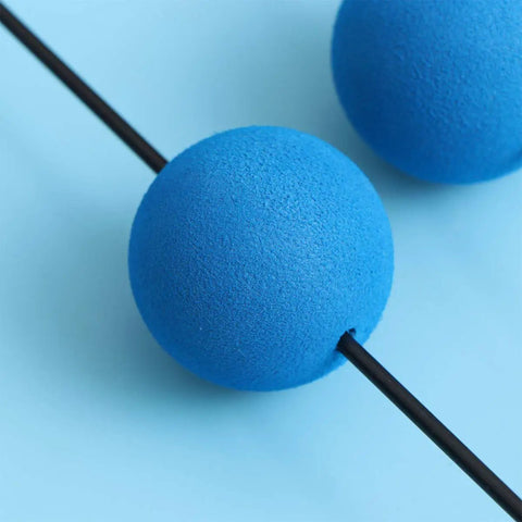Close-up of blue sponge balls and carbon fiber rod from RC Helicopter Landing Training Gear Kit With Sponge Balls And Carbon Fiber Rods Floating Holder Pro Grade Friendly Practice Set For Stable Landings And Quick Setups Blue