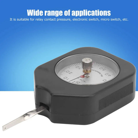 Dial Tension Gauge Pro-Grade With Dual Needle Dynamometer, 50g Peak Hold Tensiometer For Relay Switches on blue background