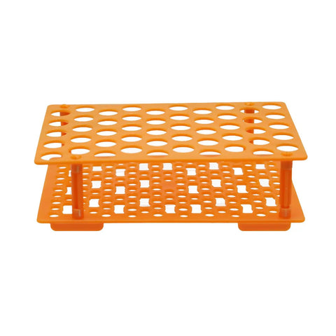 Three Pack Test Tube Rack With Fifty Wells, 16mm Hole Diameter, Holds 10ml And 15ml Centrifuge Tubes, Detachable Plastic Lab Stand, Orange
